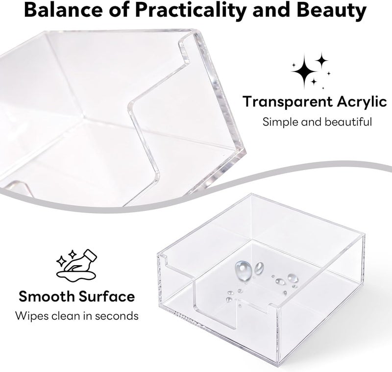 Luminzo Clear Sticky Note Holder, Glitter Acrylic Organizer, 3.94 x 3.94 in Multi-Use Tray for Office, School & Home Desk - Image 4